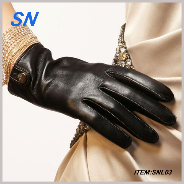 Genuine Black Leather Touch Screen Gloves