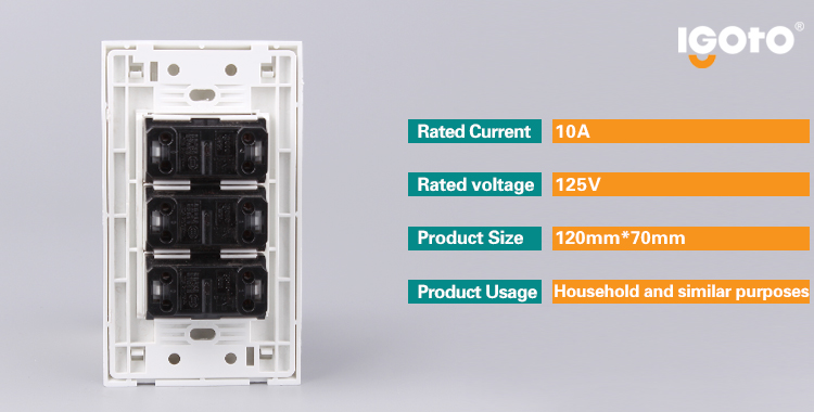 American Type 10A 250V 3 Gang 1 Way Switch