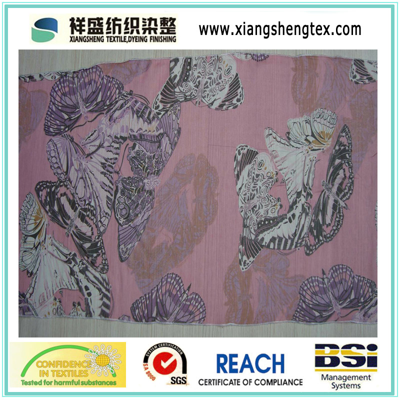 Composite Yarn Imitation Silk Satin Fabric with Printing (XSC002))