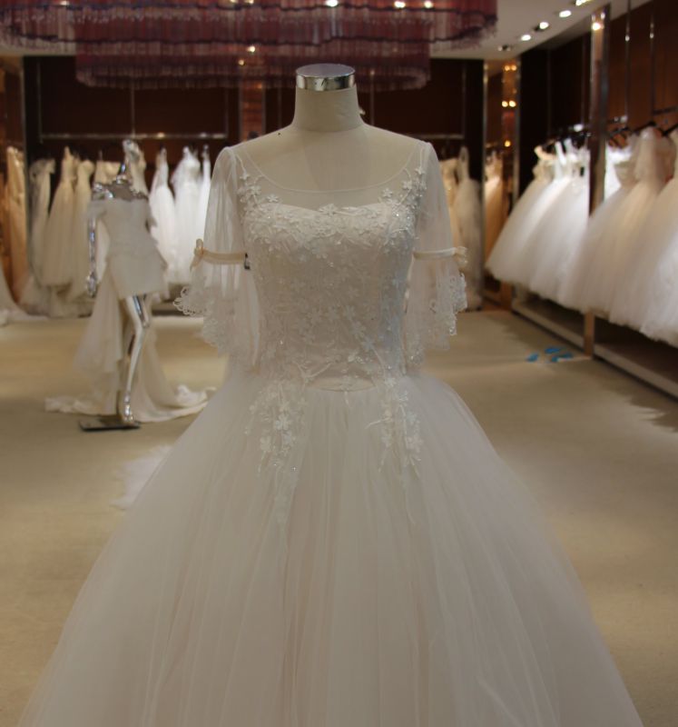 A Line/Princess Cheap Wedding Dress with Applique Bodice