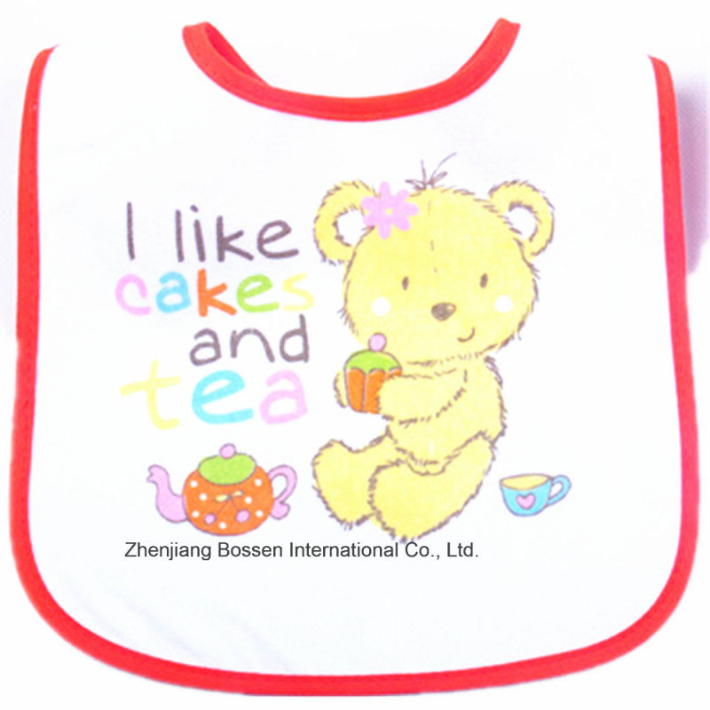 Custom Made Cartoon Printed Cotton Terry Customized Promotional Baby Bib