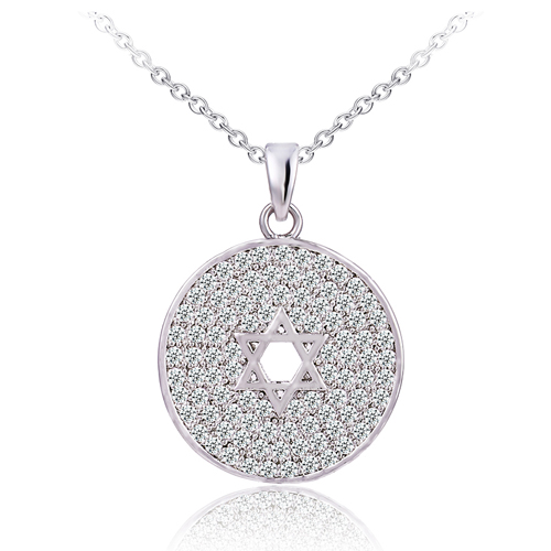 Micro Pave Setting Round Star Silver Pendants for Women