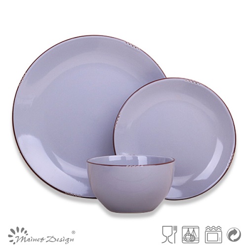 18PCS Dinner Set Glaze Peel Design with Rim Colored