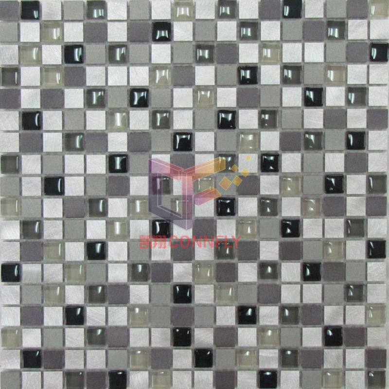 8mm and 10mm Thicknedd Mixed Glass Aluminium Mosaic (CFA28)