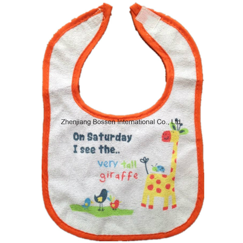 OEM Produce Customized Design Printed Cute Cartoon Cotton Terry Infant Baby Bibs