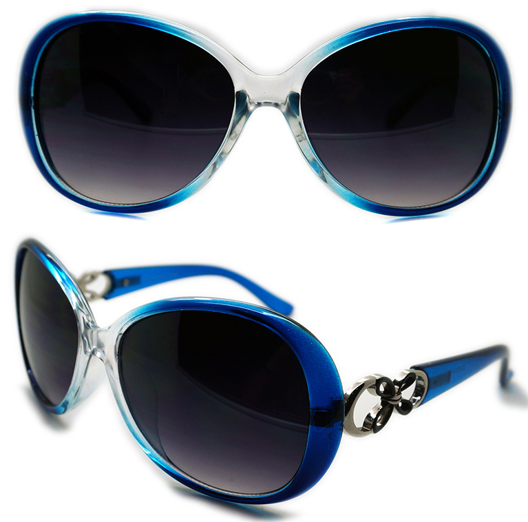 Plastic Ladies Butterfly Sunglasses with Metal Decoration (WSP508321)