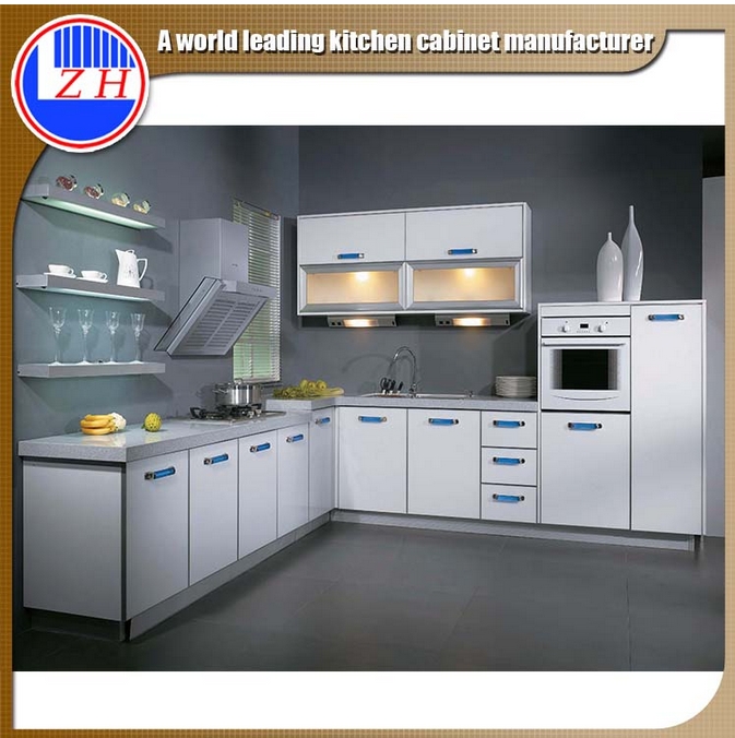 Glossy White Lacqure Kitchen Cabinets with Sink Faucet (min order one set)