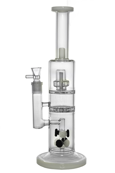 Splash Guard Glass Smoking Water Pipe with Heart Honeycomb (ES-GB-454)