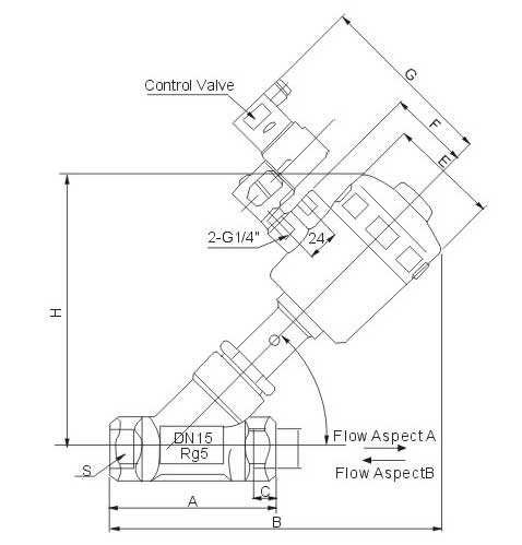 Pneumatic Control Plastic Actuator Angle Seat Valve