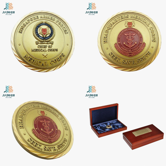 Custom Casting Enamel Gold Singapore Police Souvenir Coin