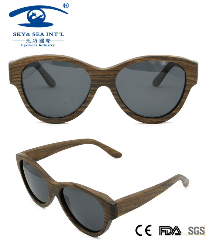New Lady Style Polaroid Wooden Sunglasses