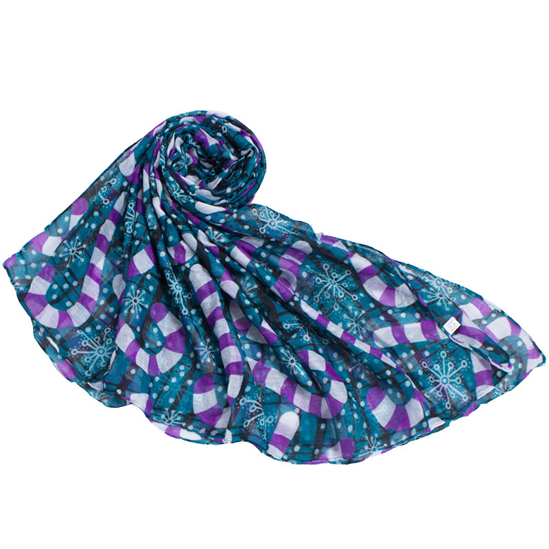 Women's Christmas Snow Printing Long Woven Shawl Scaf (SW140)