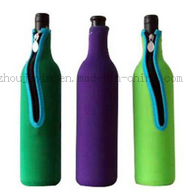 Custom Logo Neoprene Beer Wine Bottle Sleeve Cover with Zipper