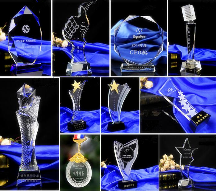 Customized New Design Top Quality Black Star Crystal Trophy