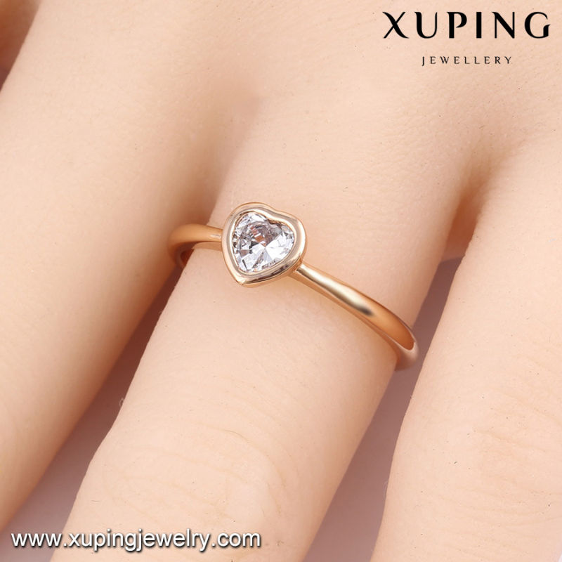 13953 Fashion Latest Cubic Zirconia Heart Shape Jewelry Finger Ring in 18k Gold -Plated