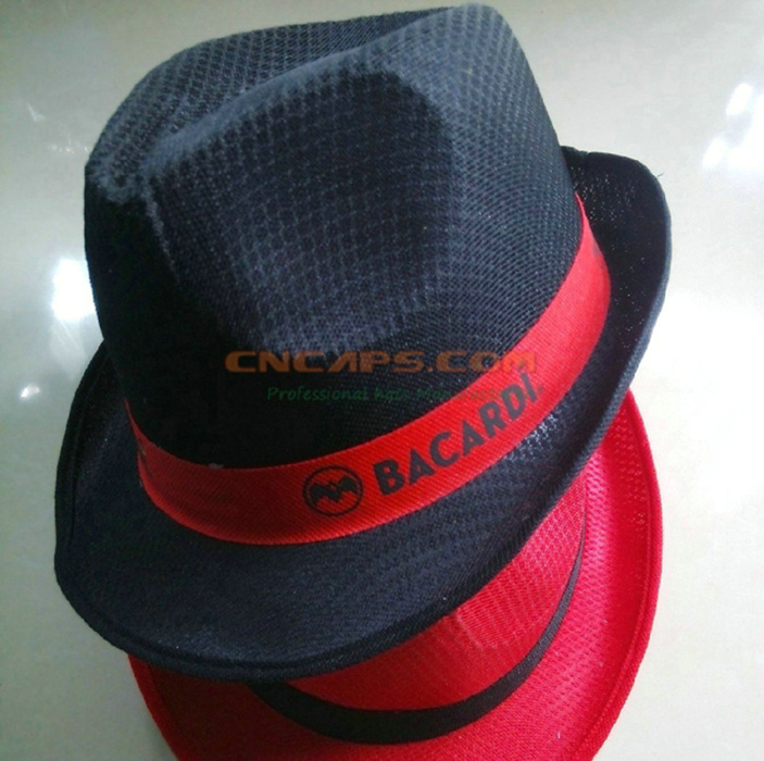 Custom Printed Polyester Fedora Hat with Ribbon for Advertising