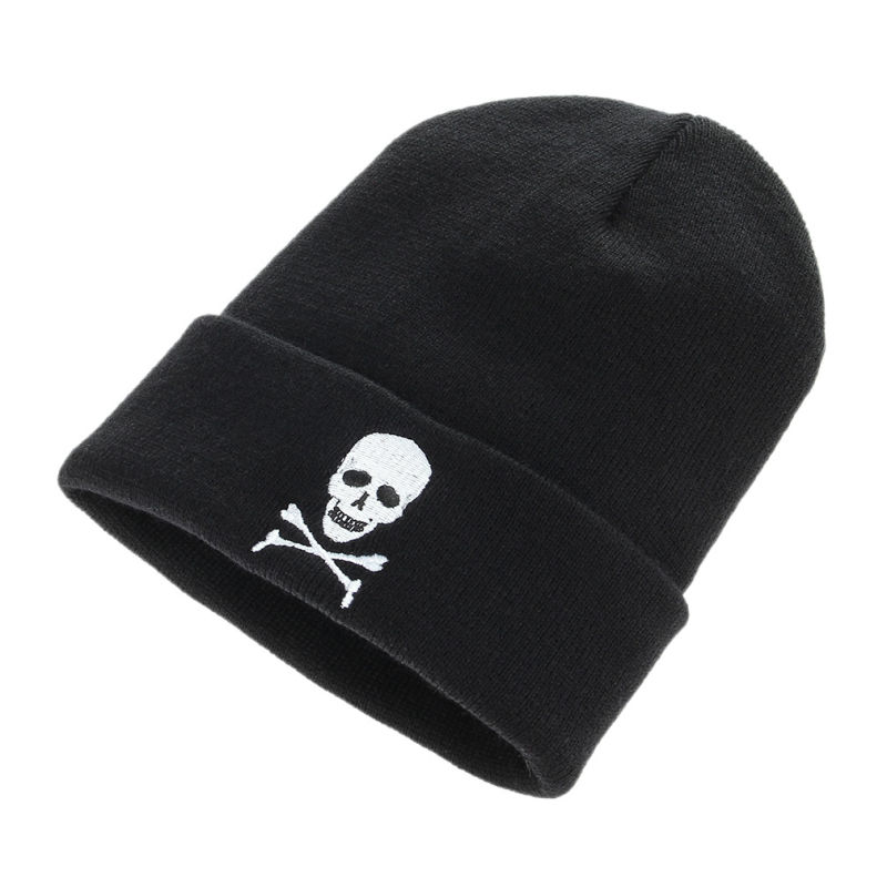 Unisex Knitted Witch Skull Embroidery Winter Warm Hat Beanie (HW146)