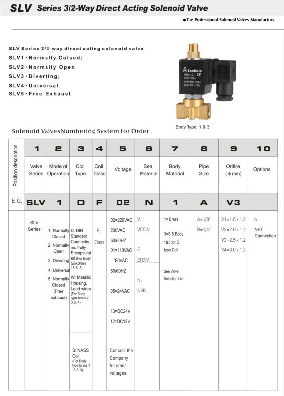 Solenoid Valve -- Direct Acting 3/2 Way Solenoid Valve