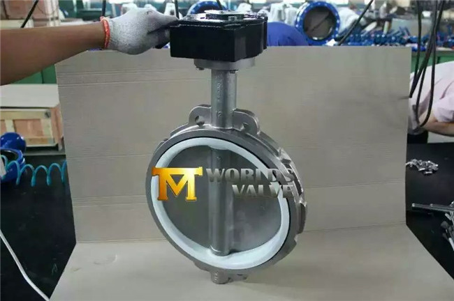 Hand Wheel Stainless Steel PTFE Liner Wafer Type Butterfly Valve