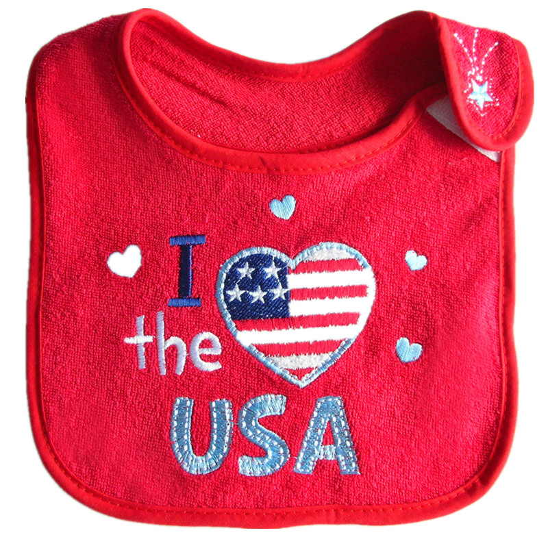 OEM Produce Customized Design Applique Cotton Terry Embroidered Promotional Baby Bib