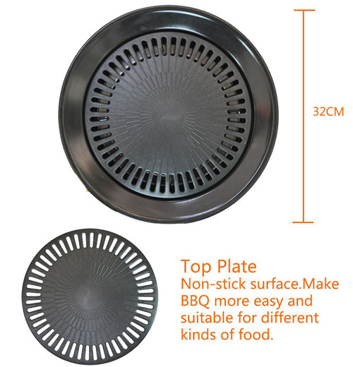 Non- Stick No Smoke Round BBQ Grill Plate with LFGB Approve