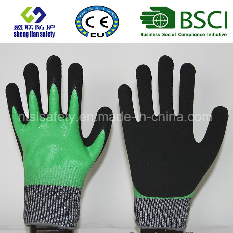 Cut Resistant Safety Work Glove with Sandy Nitrile Coated Safety Gloves