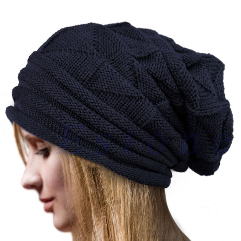 Womens Autumn Winter Warm Knitted Slouchy Cross Caps Beanie Braided Twisted Cable Hat (HW107)