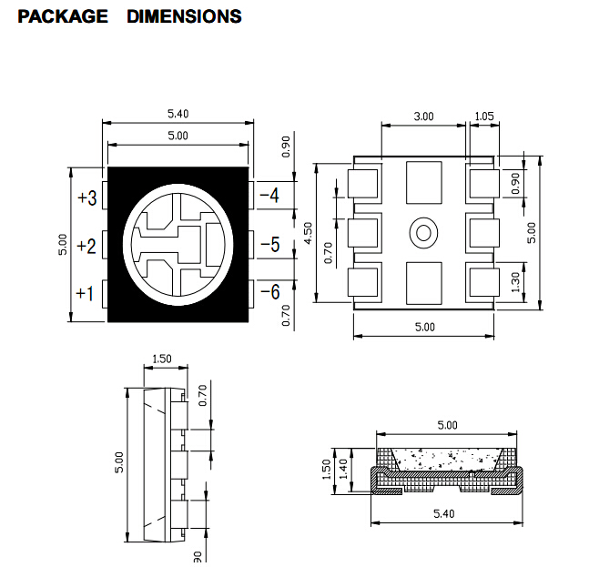 5050 Top LED 5.0X5.0mm Toptype (GNL-5050xx)