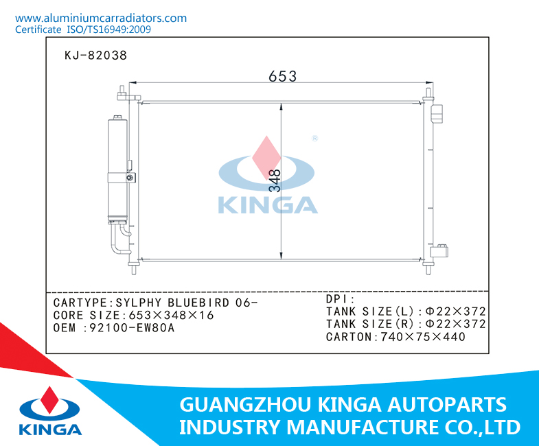 Auto Air Conditioning for Nissan Sylphy Bluebird 06- OEM: 92100-Ew80A