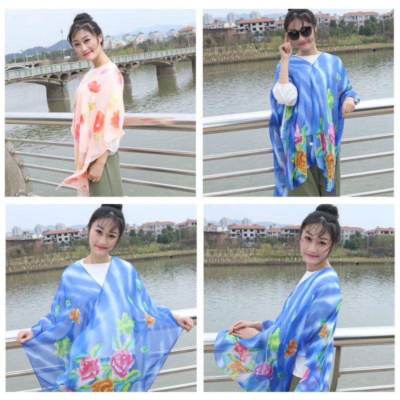 2016 New Style Chiffon Printed Scarf with Flowers