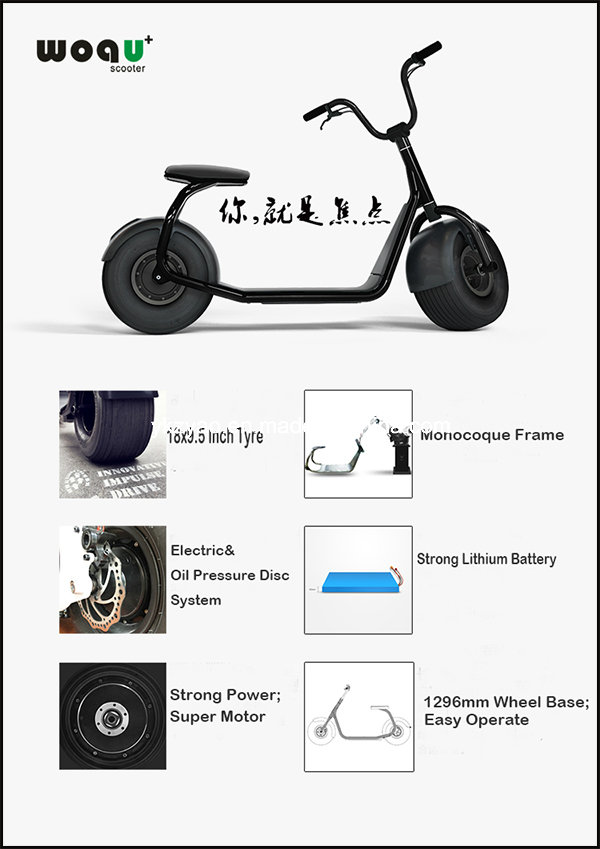 2016 Popular Harley Scooser Style Electric Scooter with Big Wheels