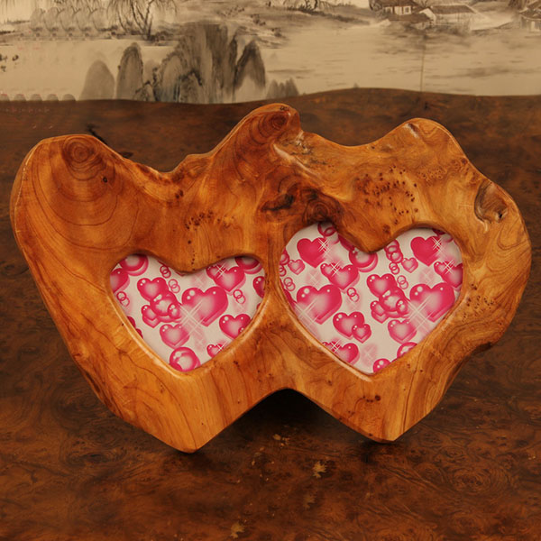 Carved Wood Frame Crafts Love Shape Wood Photo Frame