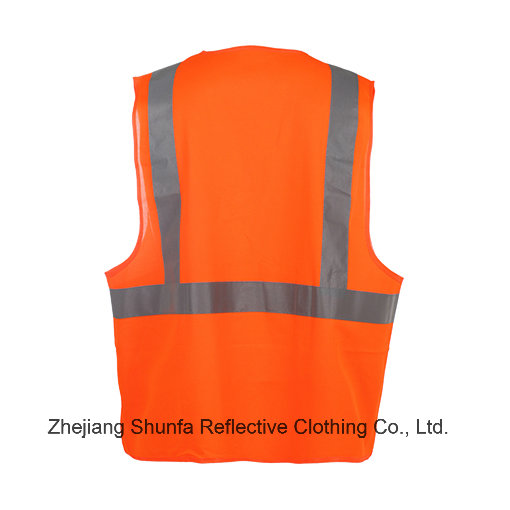 100% Polyester High Visibility Refelctive Warning Safety Vest with En ISO