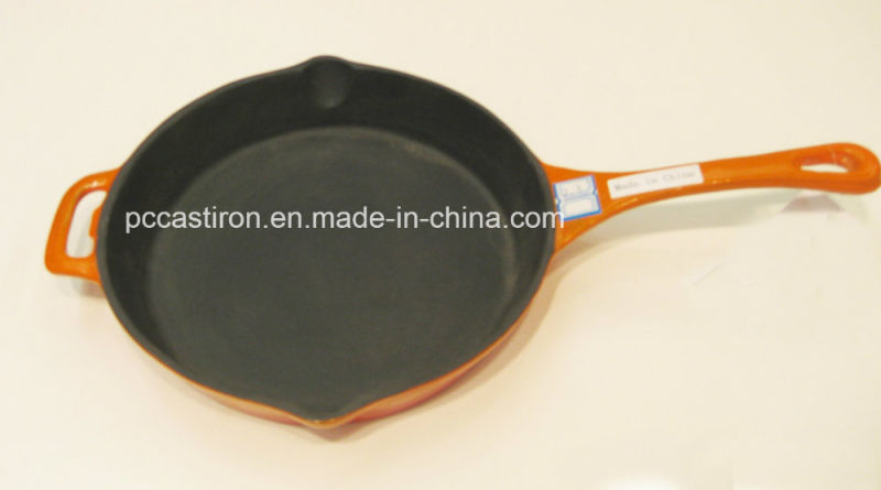 Enamel Cast Iron Frying Pan with Handle Dia