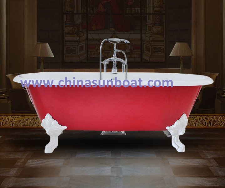 Sunboat Freestanding Bathtub / Enamel Cast Iron Bathtub / European Large Tub / Bathtub