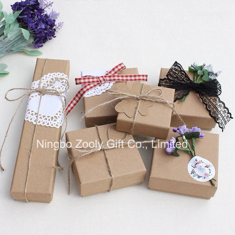 Wholesale DIY Kraft Paper Jewelry Gift Packing Box with Decoration