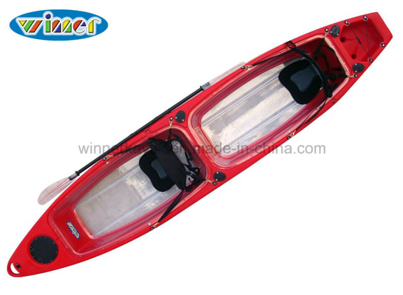 Double Seats Sit on Top Bottom Transparent Fishing Kayak