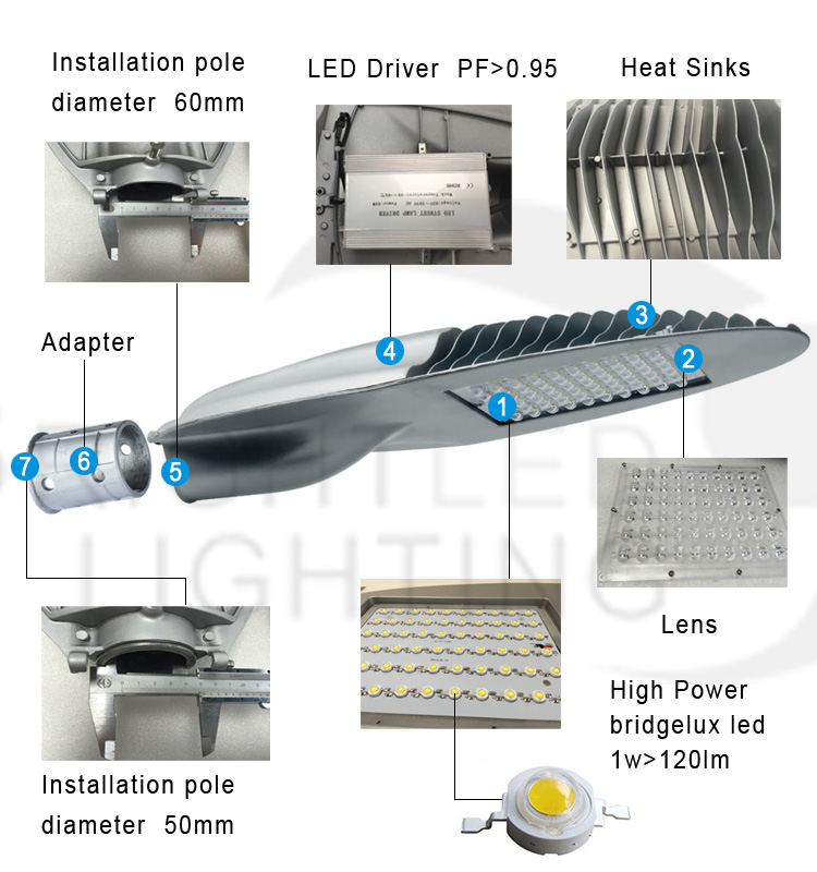 5m 6m Aluminum Cool White IP65 Graden LED Street Lamp