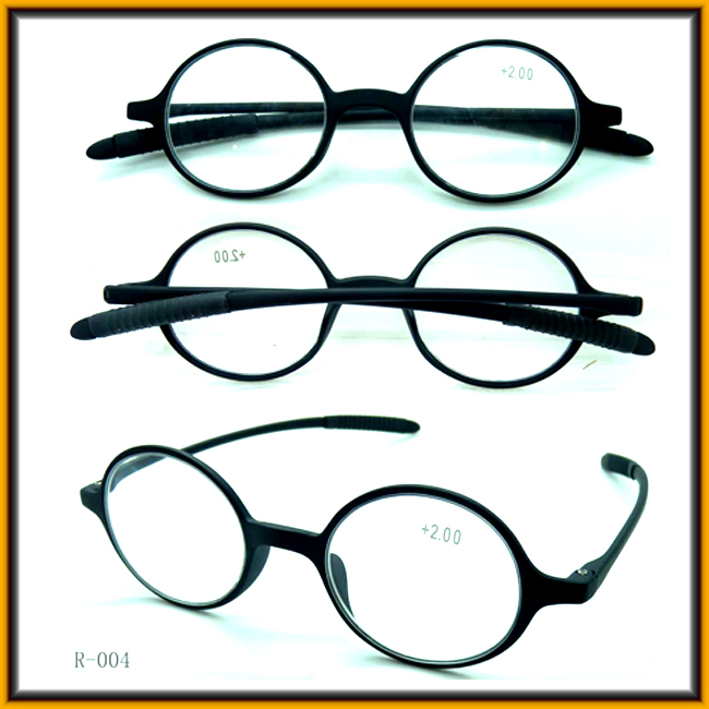New Trendy Tr90 Round Frame Reading Glasses with Long Temple R004