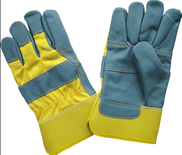 Full Palm Drill Cotton Back Furniture Lether Glove-4021