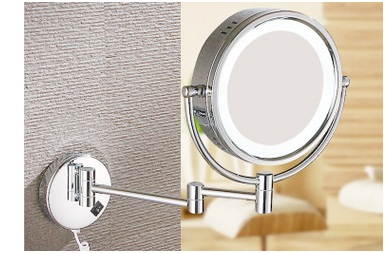 LED Cosmetic European Mirror, Folding Double-Side Mirror, Wall Mounted LED Makeup Bathroom Mirror