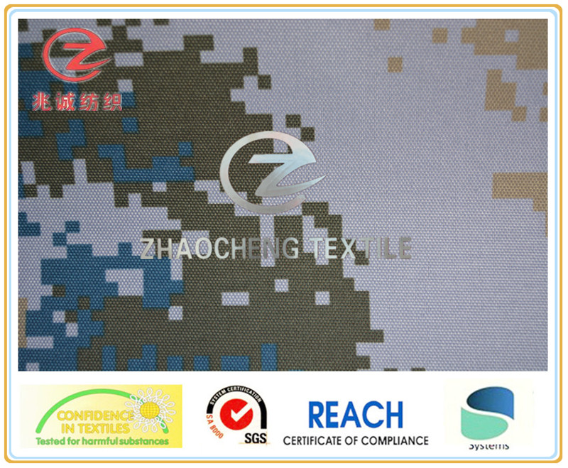 600d Poly Oxford Navy Camouflage Printing Fabric PVC Coated 330GSM for Military and Bag Use (ZCBP003)