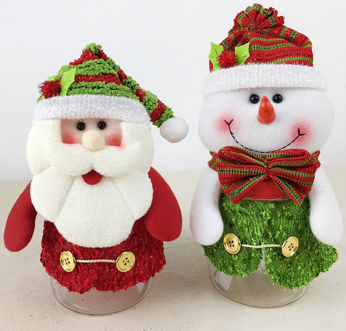 OEM Plastic Christmas Storage Jar with Snowman Lid for Gift