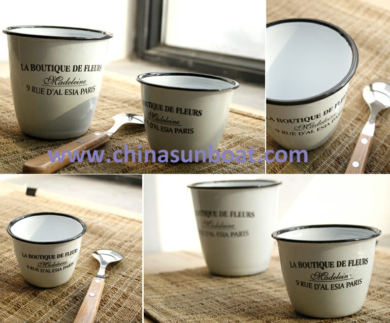 Sunboat Water Cup, Enamel Cup/ Milk Coffee Cup Kitchenware/ Kitchen Appliance Tableware