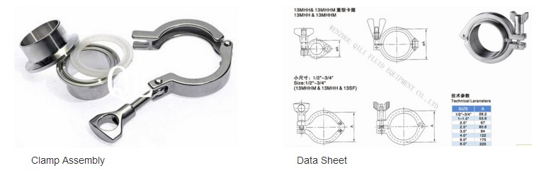 Sanitary Stainless Steel 304 Tri Clamp with Ferrule and Gasket