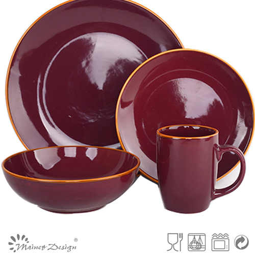 Cheap Price Glazing with Rim Ceramic 16PCS Dinner Set