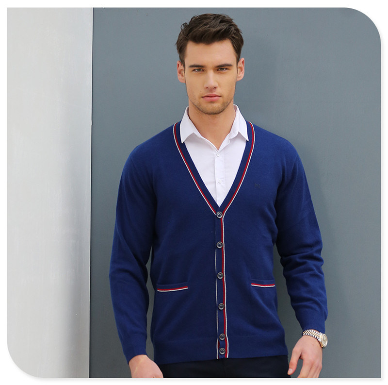 Wholesale Button Cardigan Style 100% Man Cashmere Sweater