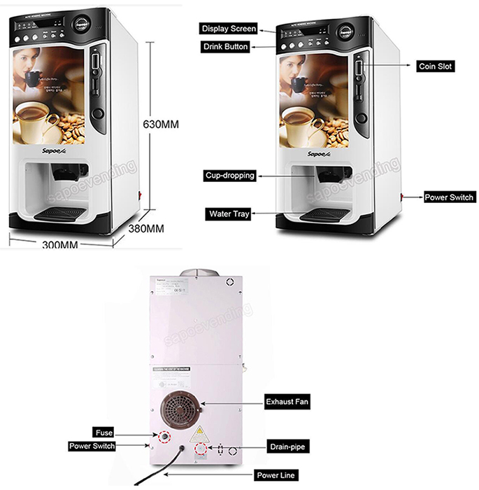 Coffee Vending Machine for Commercial Use with Coin Recognizer Sc-8703b