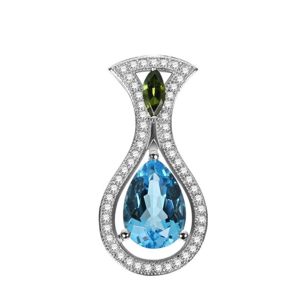 Micro Setting 925 Silver Jewelry with Blue Topaz & CZ