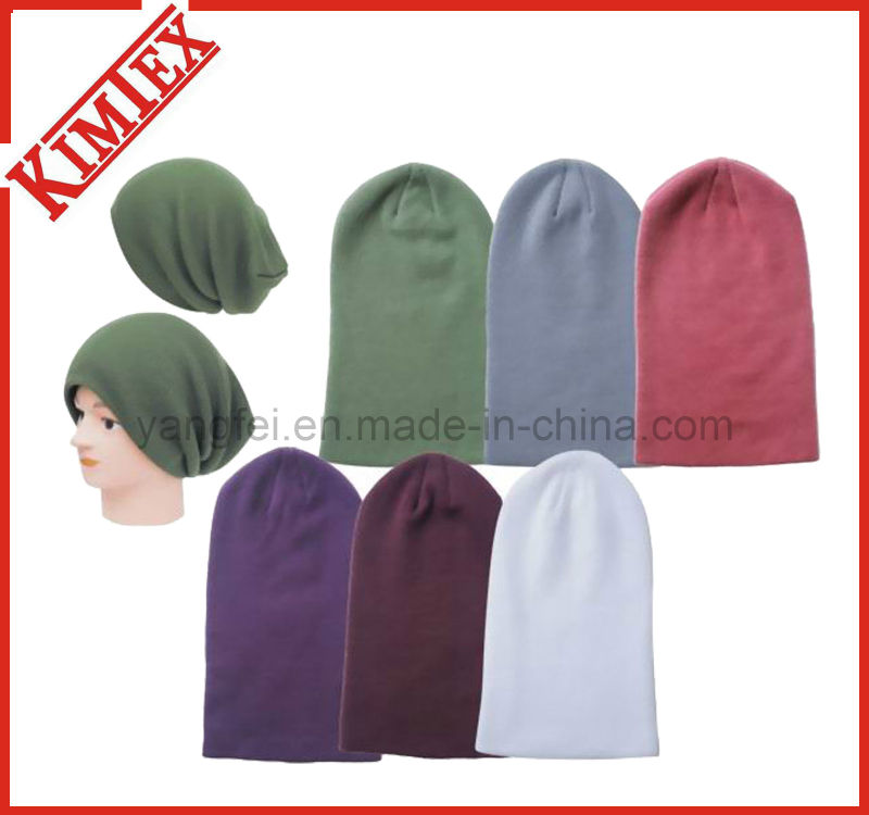 Knitted Long Beanie, Slouchy Custom Knitted Beanie Hat (kimtex-335)